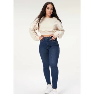 Good American Good Waist Dark Wash Jeans with Distressing Size 27